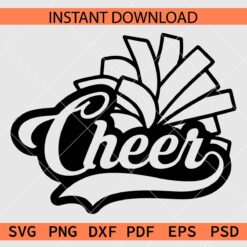 Pom Pom and Word Cheer with Swoosh SVG, Cheer Swoosh Pom Pom SVG
