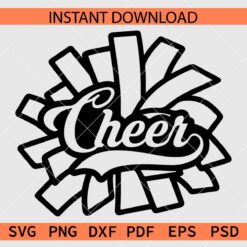 Pom and Word Cheer with Swoosh Vector SVG