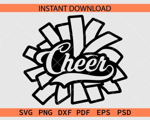 Pom and Word Cheer with Swoosh Vector SVG