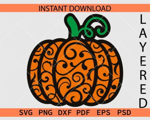 Pumpkin Layered Vector SVG, Colored Pumpkin Décor SVG