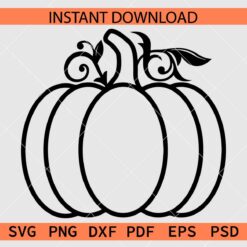 Pumpkin Line Art SVG, Pumpkin Coloring Page SVG