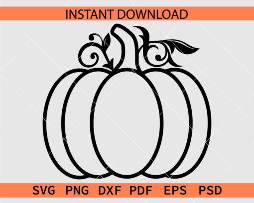 Pumpkin Line Art SVG, Pumpkin Coloring Page SVG