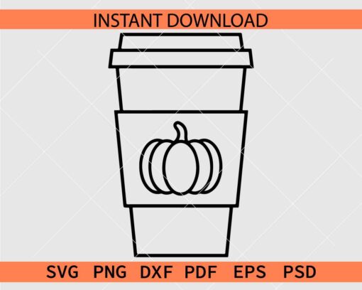 Pumpkin Spice Latte Cup Coloring Page SVG