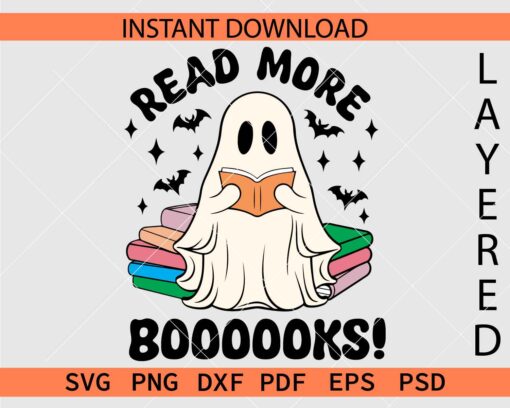Read More Boooooks Ghost SVG, Halloween Ghost Reading Book SVG