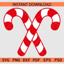 Red and white candy canes crossed Décor SVG