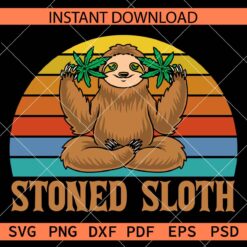 Retro Circle Stoned Sloth Décor SVG