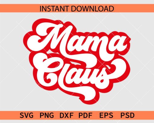 Retro Mama Claus Stencil SVG, Mama Claus Vector SVG