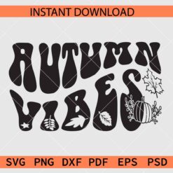 Retro autumn vibes Vector SVG, Autumn vibes retro wavy text Clipart SVG