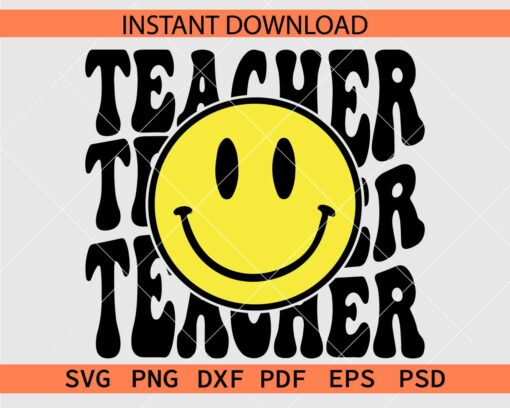 Retro teacher smile Vector SVG, Stacked teacher smile Clipart SVG