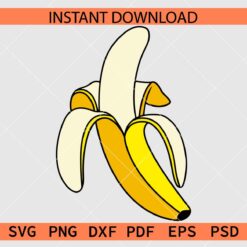 Ripe Peeled Banana Illustration SVG, Peeled Banana Vector SVG