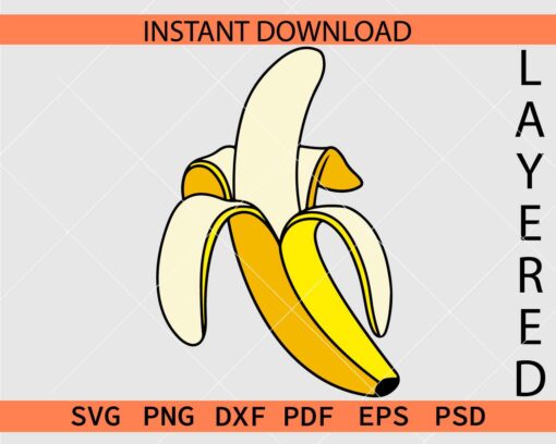 Ripe Peeled Banana Illustration SVG, Peeled Banana Vector SVG