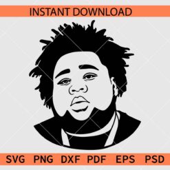Rod wave portrait Silhouette SVG, Rodwave Face Stencil SVG