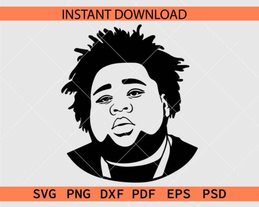 Rod wave portrait Silhouette SVG, Rodwave Face Stencil SVG