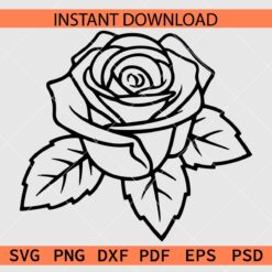 Rose Flower Coloring Page SVG, Rose Flower Outline SVG