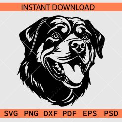 Rottweiler Dog Head Silhouette SVG, Rottweiler Dog Breed Clipart SVG
