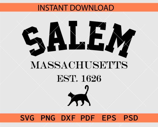 Salem Massachusetts Est 1626 Cat Vector SVG