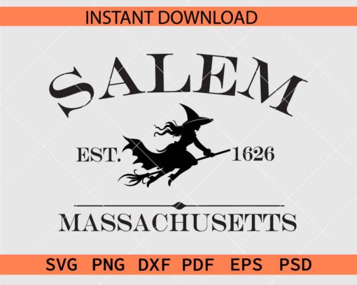 Salem Massachusetts Est 1626 Witch SVG