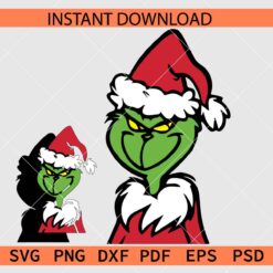  Santa Grinch Layered Clipart SVG,  Grinch with Santa Hat Vector SVG
