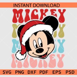 Santa Mickey Head stacked retro text Vector SVG