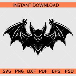 Scary Bat Stencil SVG, Vampire Bat Silhouette SVG