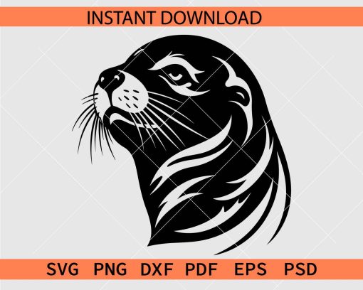 Sea Seal Silhouette SVG, Cute Baby Seal Silhouette SVG