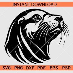Sea lion Silhouette SVG, Sea lion Head Illustration SVG