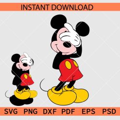 Shy Mickey Mouse Layered SVG, Shy Disney Covering Face SVG
