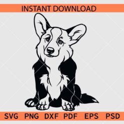Sitting Corgi Dog Silhouette SVG, Corgi Dog Breed Sitting Illustration SVG