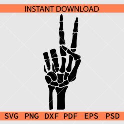 Skeleton Peace Hand Sign Silhouette SVG