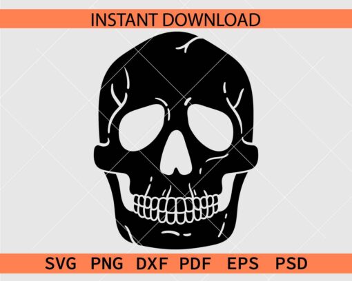 Skull Silhouette Silhouette SVG, Halloween Skull Silhouette SVG