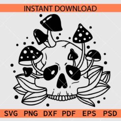 Skull in Mushroom Vector SVG, Mushroom Skull Silhouette SVG