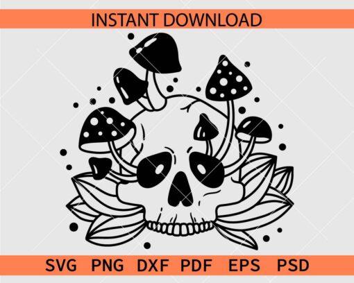 Skull in Mushroom Vector SVG, Mushroom Skull Silhouette SVG