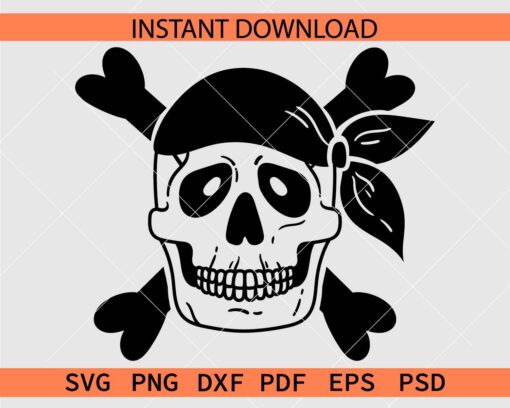 Skull with headband Crossbones Vector SVG