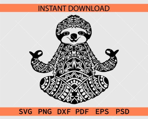 Sloth Mandala SVG, Zentangle Sloth Clip Art SVG