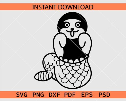 Sloth Mermaid SVG, Mermaid Sloth Clip Art SVG