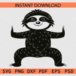  Sloth stands in Yoga Silhouette SVG, Yoga Sloth Standing Vector SVG