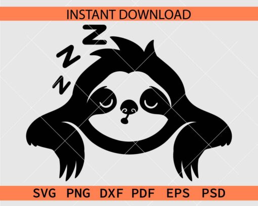 Sloth z z z SVG, Sleeping Sloth Silhouette SVG