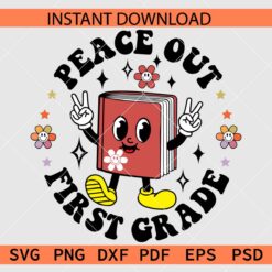 Smiley Book Peace Out 1st Grade Décor SVG