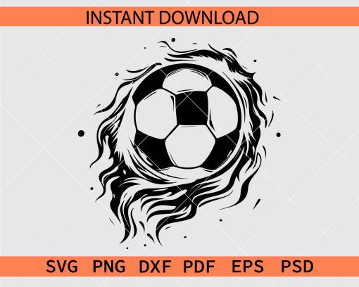 Soccer Ball Flames Moving Vector SVG