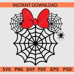 Spider web Minnie Illustration SVG, Minnie Ears Spider Web Drawing SVG
