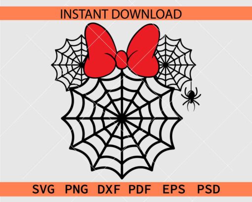 Spider web Minnie Illustration SVG, Minnie Ears Spider Web Drawing SVG