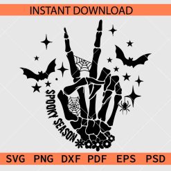 Spooky Season Peace Hand Skeleton Décor SVG
