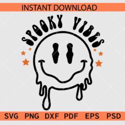 Spooky Vibes Drippy Face Clipart SVG, Spooky Vibes Melting Face Décor SVG