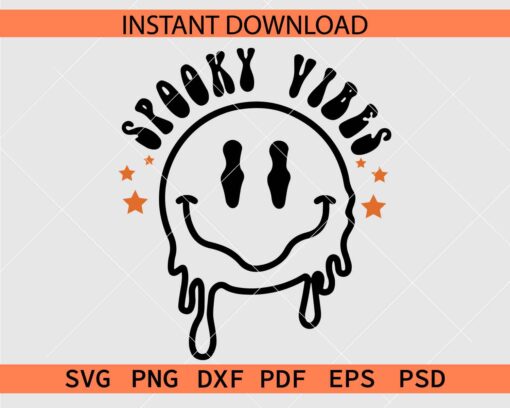 Spooky Vibes Drippy Face Clipart SVG, Spooky Vibes Melting Face Décor SVG