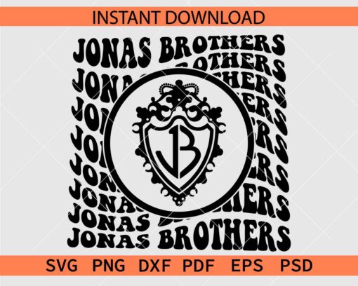 Stacked Jonas Brothers logo SVG, Jonas Brothers retro wavy text Stacked SVG