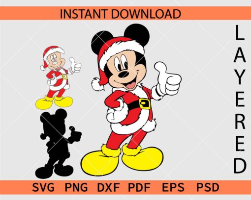 Standing Mickey with Santa hat SVG, Christmas Mickey Mouse SVG