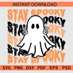 Stay Spooky Peace Hand ASL Ghost SVG