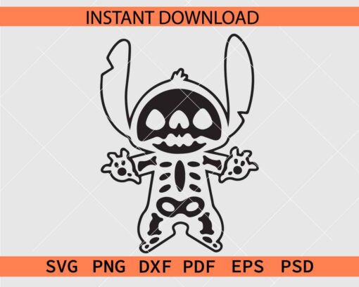 Stitch Skeleton Vector SVG, Halloween Stitch Clipart SVG