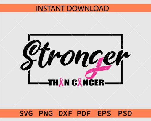 Stronger Than Cancer Ribbon SVG, Stronger than Cancer Frame SVG