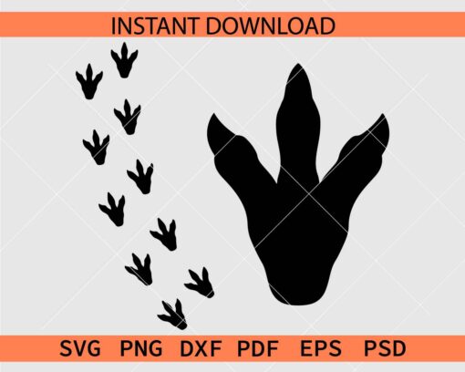T-Rex Footprint Silhouette SVG, Dinosaur Footprint Trail Silhouette SVG